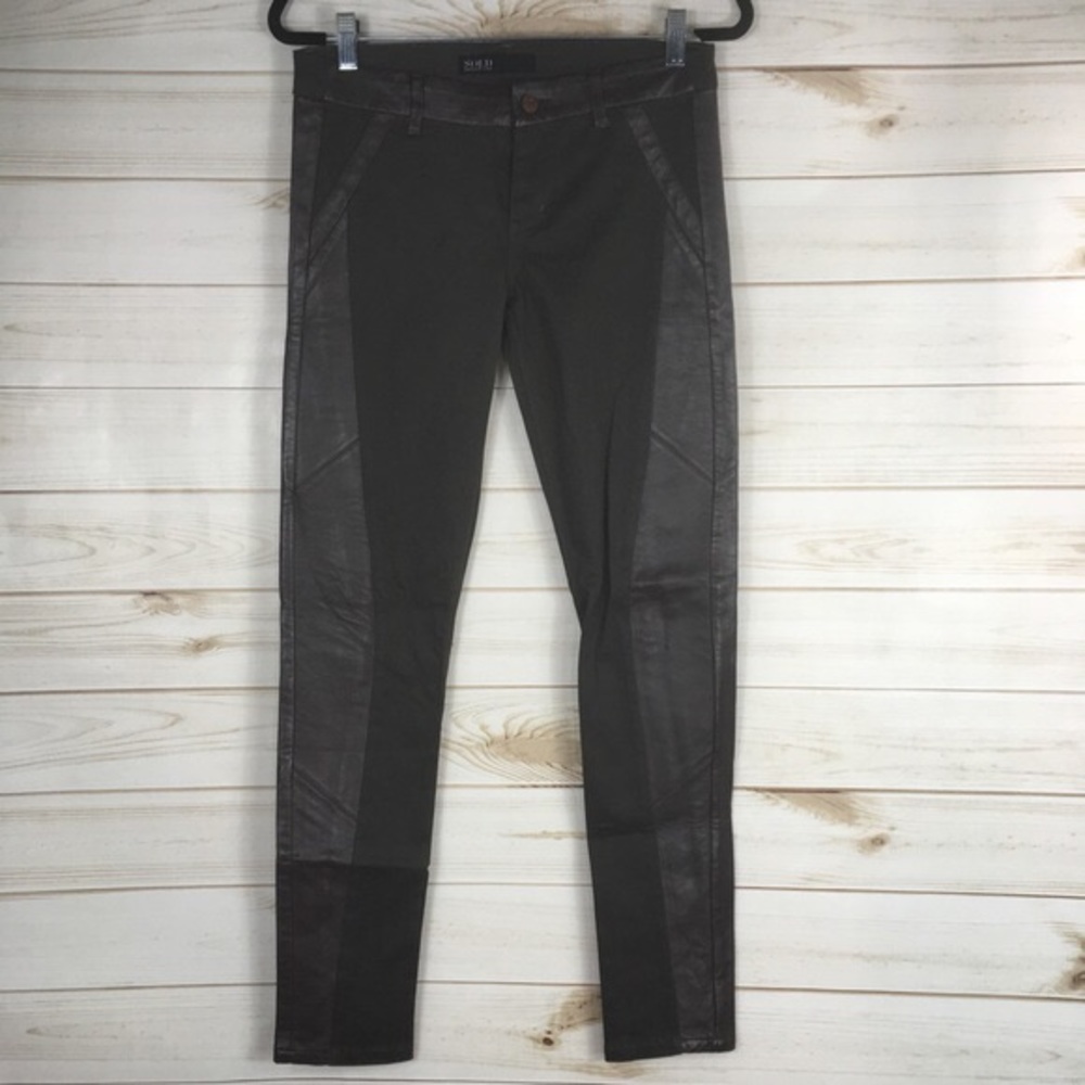 SOLD Design Lab Super Skinny Leather Accent Jeans